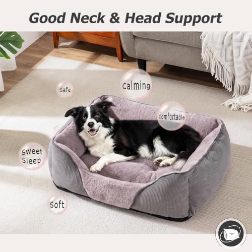 Dog Beds for Large Dogs (Dark Grey / XL(35’’x 25’’x 9’'))