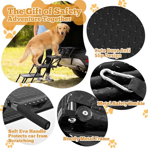 Extra Wide Dog Stairs for Car (Upgraded Wide 5 Steps)