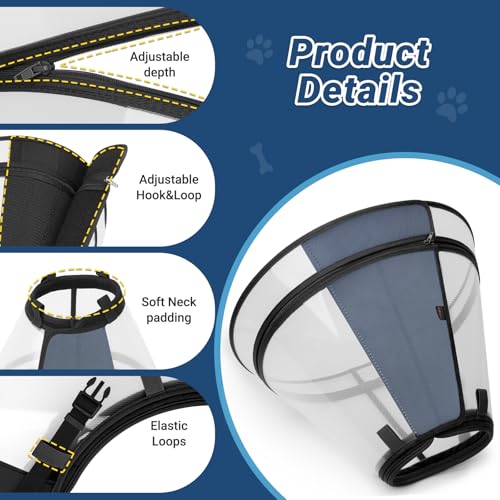 Dog Cone to Stop Licking (Black / S(Neck: 10"-11.75"))