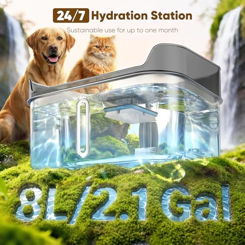 Large Stainless Steel Dog Water Fountain no Spill (Silver)