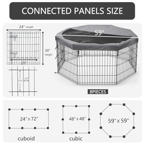 Foldable Metal Dog Exercise Pen (Gray / 30''H)