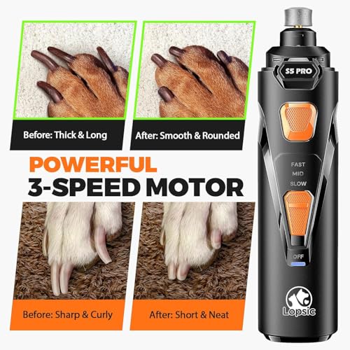Whisper Quiet Dog Nail Grinder Safe & Stress (Black)