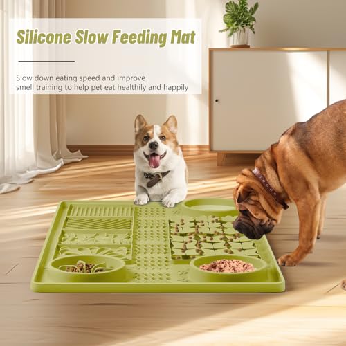 Silicone Lick Mat for Dogs 32"x 20" Large Slow Feeder Mat (Green:32"x20")