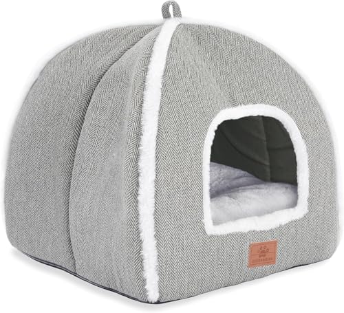 Cat Bed for Indoor Cats (Grey-2 / L(17.5 x 17.5 x 17.5 Inch))