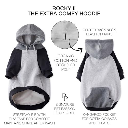 Rocky II Dog Hoodie (Heather Gray Color Block / XXX-Small (up to 5lbs))