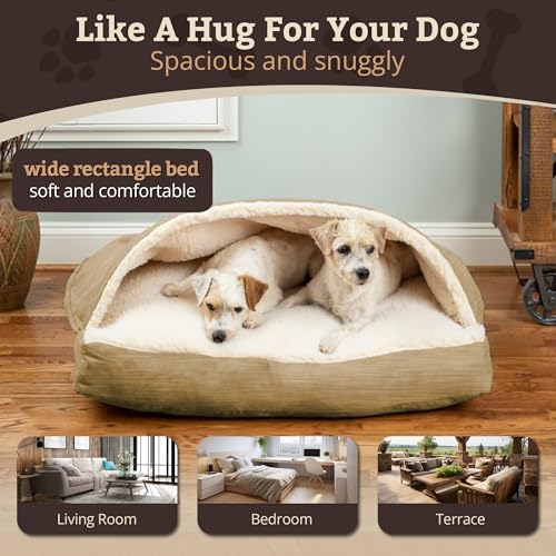 Rectangle Cozy Cave Dog Bed (Khaki / Extra Large)