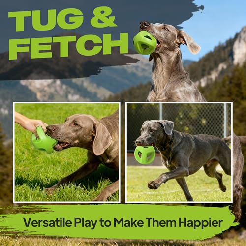 Natural Rubber Dog Balls for Aggressive Chewers (Meadow Green / Medium)