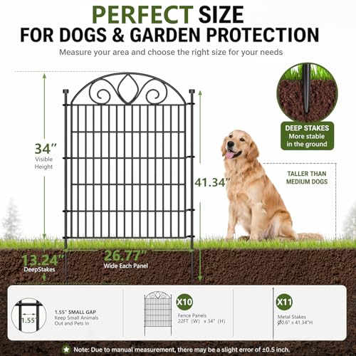 No Dig Garden Fence Outdoor for Yard (34 in(H) X 22 ft(L))