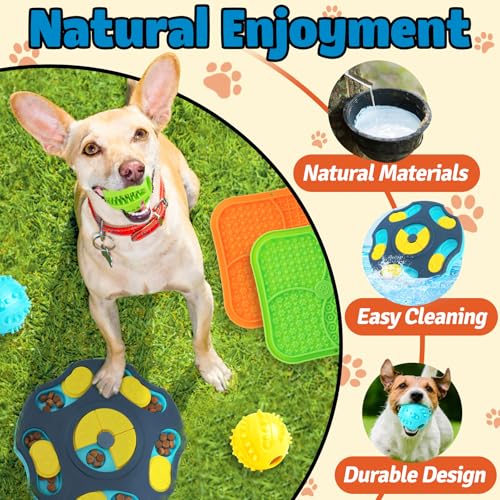 9 Pack Dog Enrichment Toy Set with Puzzle Toy & Lick Mats (All-Around Dog Puzzle Toys)