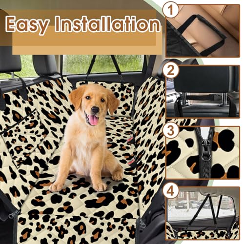Waterproof Dog Car Seat Cover for Back Seat (Leopard,Black / Small,Standard)