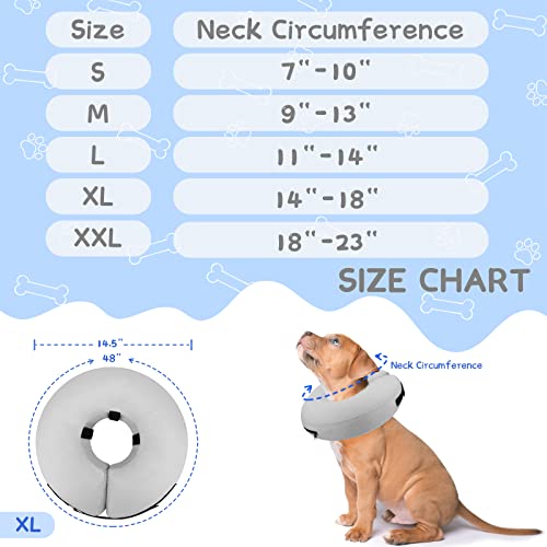 Inflatable Dog Cone Collar Alternative After Surgery (Solid Grey / XL(Neck 14"-18"))