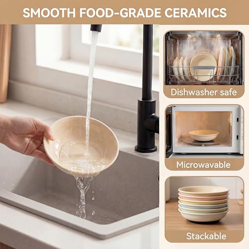 Ceramic Cat Food Bowls 6 Pack (Solid - Pads Attached)