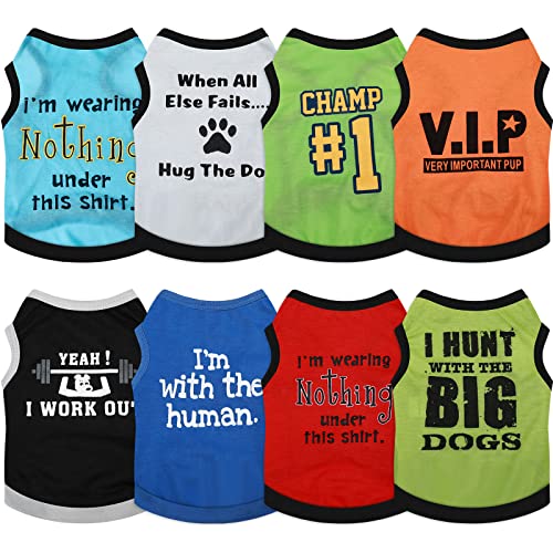 8 Pcs Dog Clothes for Small Dogs Boy Summer Shirts Soft Breathable Chihuahua Yorkie Cute Pattern Sleeveless Puppy Cat Tank Vest Fit for Mini and Medium Dogs (Small)