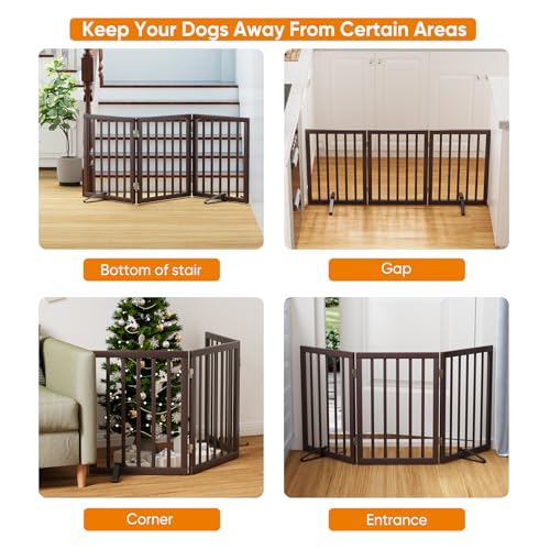 Brown 18 55" Wide Dog Gate (Bamboo Dog Gate Brown / 3 Panel - 55 inches Wide)