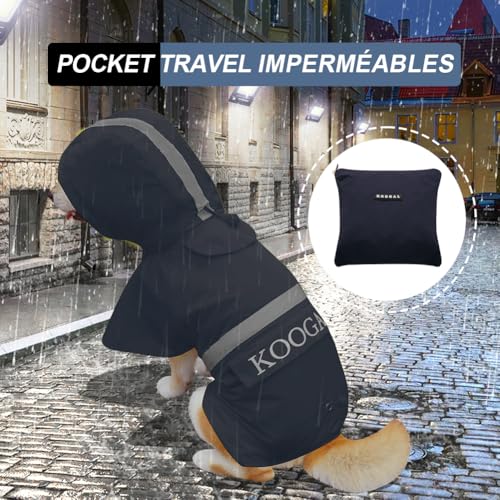 Dog Raincoat Waterproof Hooded (Navy Blue / 3XL-Fit for 33 to 44 pounds)