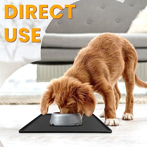 Pet Placemat for Dog and Cat (11.8"L x 11.8"W / Black)