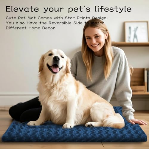 Dog Beds Crate Pad (L(35"*23"*1.5") / Navy Blue-1pc)
