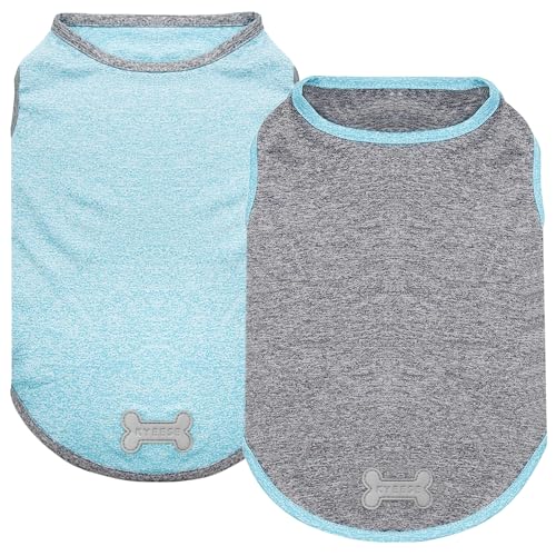 2Pack Dog Shirt for Small Dogs Sun Protection Tank Top for Summer (Large (13-19lbs) / 7# 2Pack (Grey+Sky Blue))