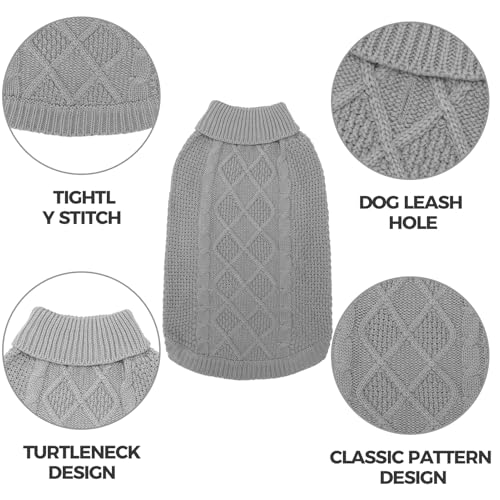 Turtleneck Dog Sweater (Large / Light Grey)