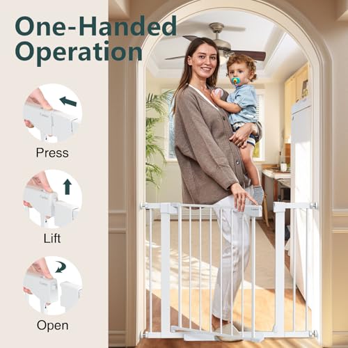 2 Pack 30 40.6 in Baby Gate for Stairs and Doorways (White / 30-40.6"W x 30.5"H (2 Pack ))