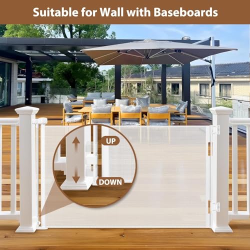100" Wide Weatherproof Outdoor Retractable Gate (White / 35" X 100")