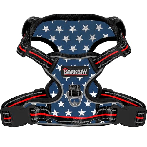 Dog Harness for Medium Sized Dog No Pull Mesh 2 Clips Dog Vest (Medium / Blue Star-Mesh)