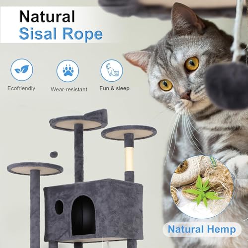 81" Cat Tree Tower (Dark Gray)