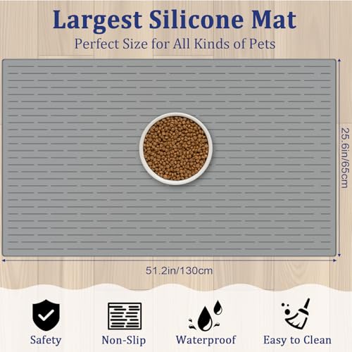 XXXXL Largest Pet Food Mat (Beige / 51.2"L x 25.6"W)