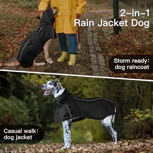 Reflective Waterproof Dogs Rain Coats with Hood (Black / L)