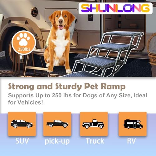 Dog Ramp for Car Truck and SUV Dog Stairs for Large Dogs Folding Pet Stairs with Non (5 Steps)