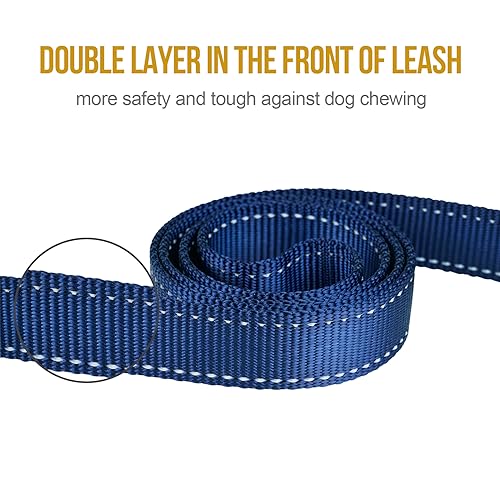 No Pull Dog Leash with Handle for Medium Large Dogs (Blue / 4FT)