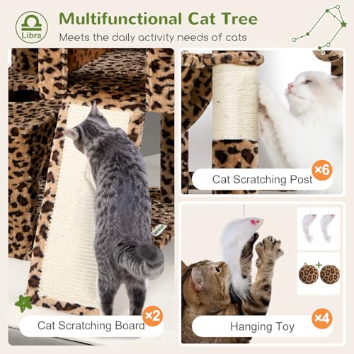 Z78 Heavy Duty Cat Tree for 20lbs Large Adult Cats (Leopard Print / 78 inch)
