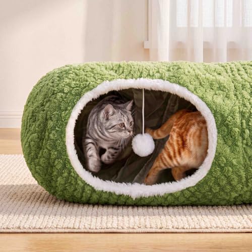 Cat Tunnel Bed with 20 Cat Toys (Light Green / Large)