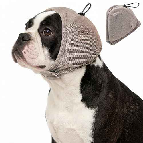 Upgraded Dog Ear Muffs No Shake Ear Wrap for Hematoma with SoundProof Pads (Khaki / Small(Head Circle:10"-15"))