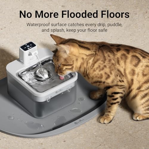 Cat Food Mat Silicone Waterproof Feeding Mat (18"L x 12.5"W / Gray)