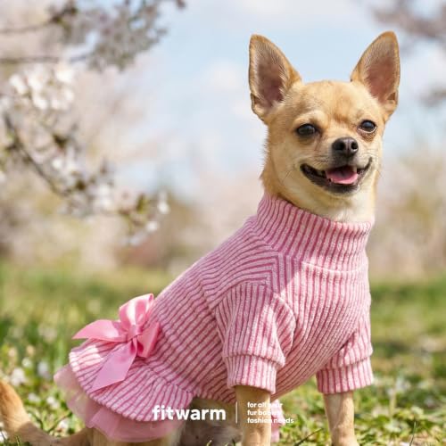 Ribbed Knitted Dog Tutu Dress (X-Small / Light Pink)