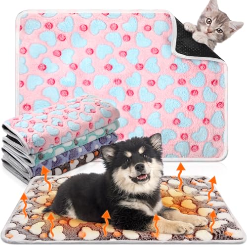 4 Pack Self Heating Cat Bed Cat Self Warming Pad with Removable Cover Extra Warm Thermal Pet Pad Washable Pet Crate Mat Anti Slip Kennel for Indoor Outdoor Pets (20 x 28 Inches)