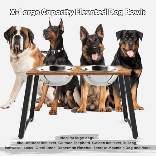 Elevated Dog Bowls for Large Dogs with Slow Feeder & Mat (H:16.5", Slow Feeder & Mat,101oz Cap.)