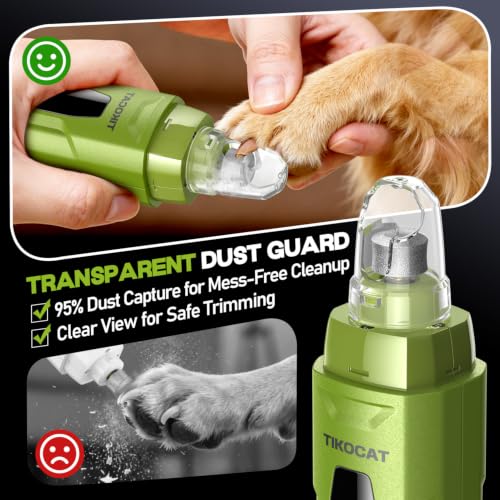 Whisper Quiet Dog Nail Grinder 50%More Power for Sensitive Dogs (Green)