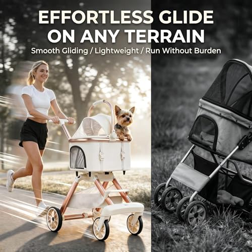 All Terrain Pet Stroller for Small Medium Dogs & Cats (pink / Small)