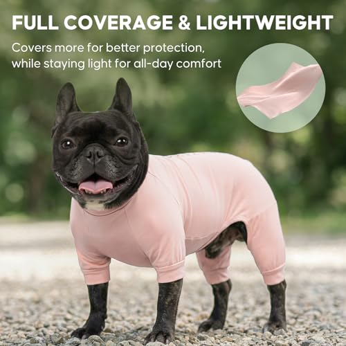 UPF50+ Dog Sun Shirt for Small Dogs Cooling Onesie for UV Protection (Large (15-22lbs) / Pink)