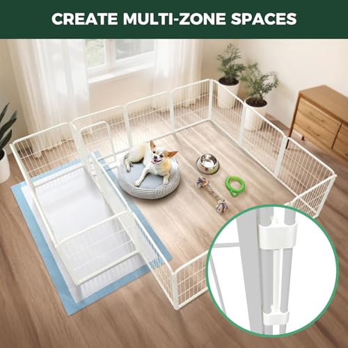 Homeplus Indoor Dog Playpen with Divider Connectors (White / 24"H)