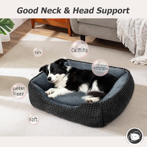 X Large Dog Bed for Large (Black / XL(35’’x 25’’x 9’'))