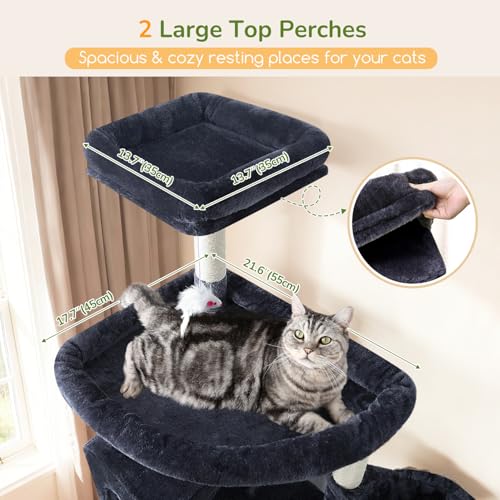 82in Extra Large Cat Tree Tower for Indoor Cats Large Adult (82inch / Dark Grey)