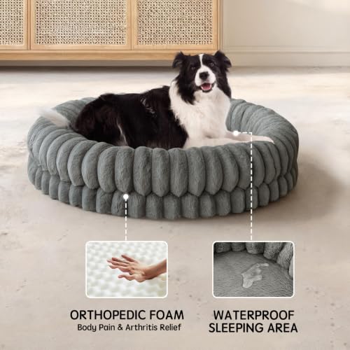 Luxury Donut Dog Bed (36.0"L x 36.0"W x 7.5"Th / Gray)