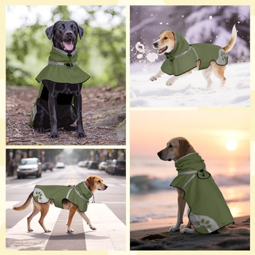Dog Raincoat for Large Dogs (Green / Large)