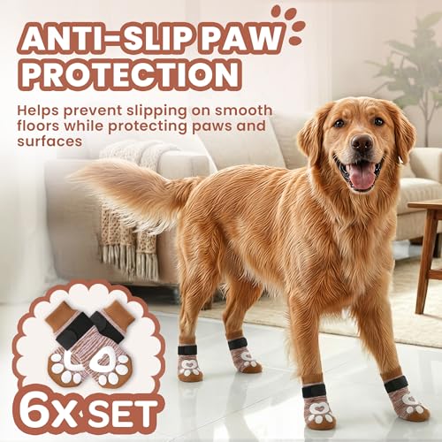 Anti Slip Dog Socks (Brown / XL)