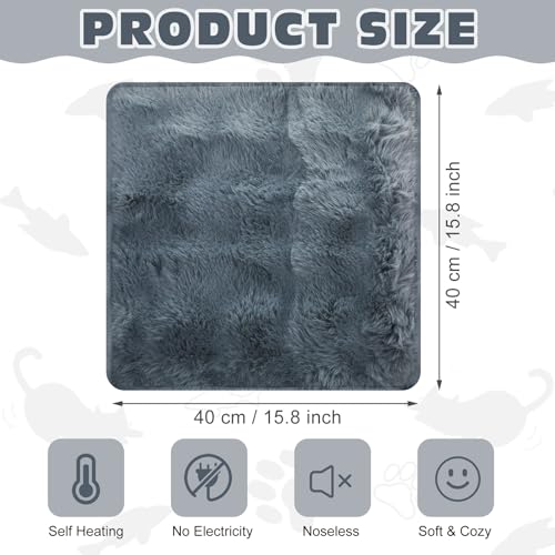 3 Pack Dark Gray Self Warming Cat Bed Indoor 16''x16'' Cat Self Heating Mat Soft Thermal Kitten Bed Heated Pet Dog Pad Washable Removable for Outdoor Use Non Slip Reflect Body Heat (16''x16'' / Dark Gray)