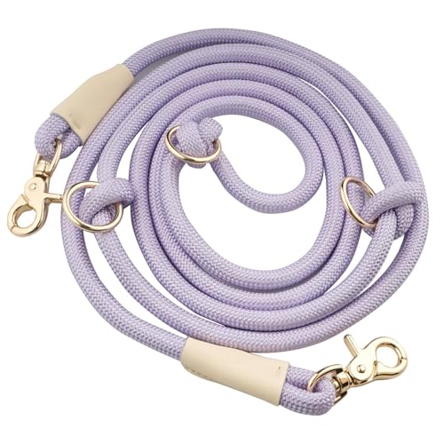 Multifunctional 8.5 ft Nylon Rope Hands Free Dog Leash for Running Small Medium Large Dogs (Light Purple / 8.5FT x 10MM)