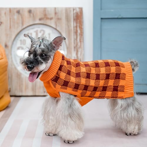 Dog Sweaters for Large Medium Small Dogs (XS - Chest 15", Back 10" / Orange)